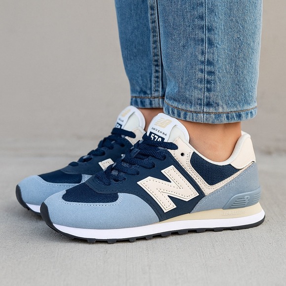 New Balance 574 WL574VJ2 Navy Blue Cream Pink Sneakers Women's 7.5B / EU 38 - Picture 1 of 16